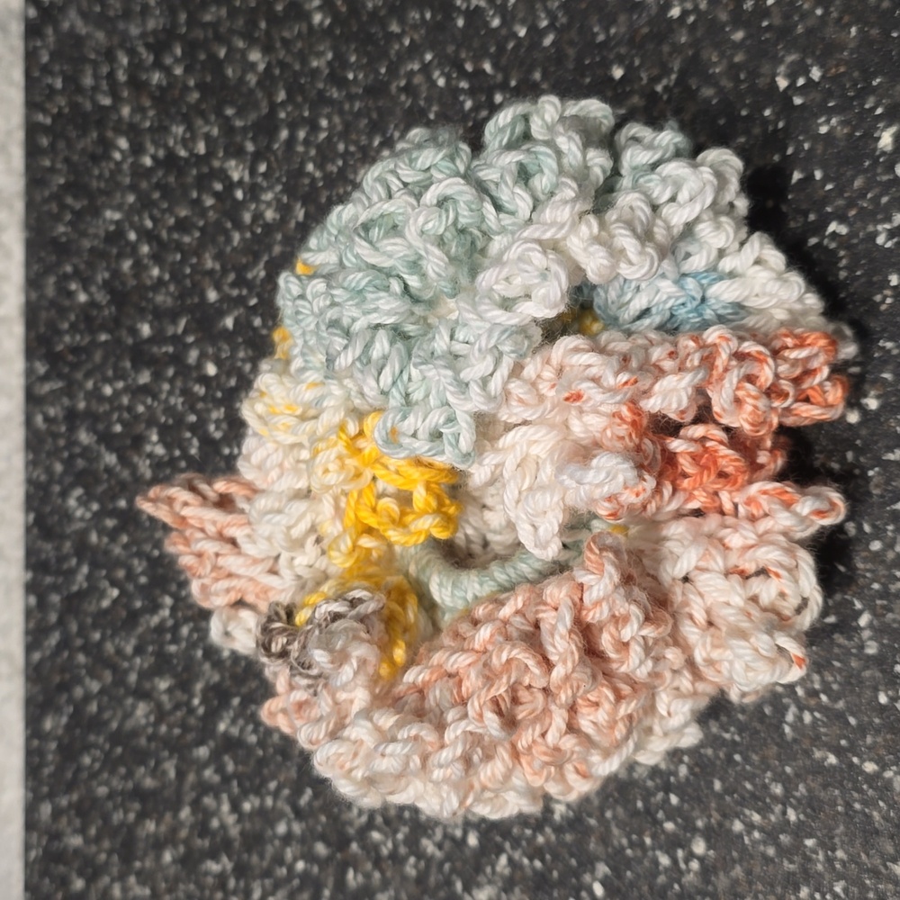 Ruffle crochet hair scrunchie.